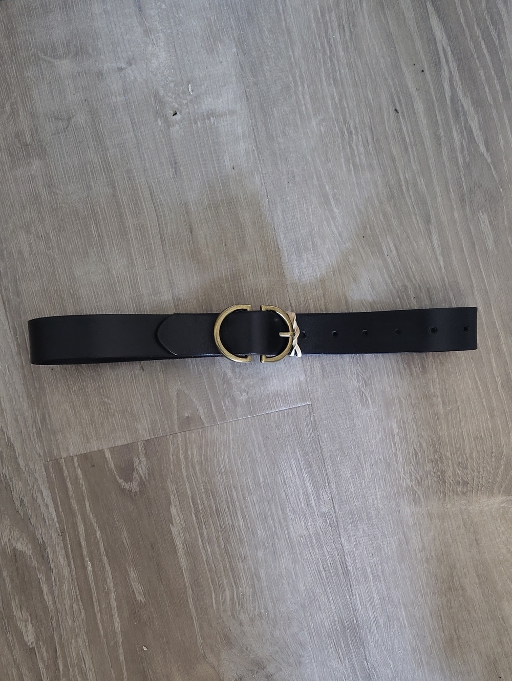 American Eagle Outfitters Black Belt with Brass Double-Ring Buckle